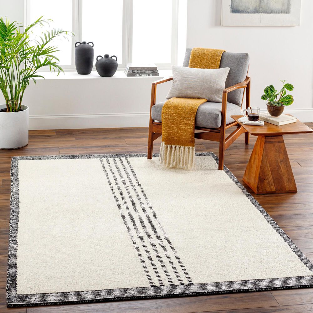 Surya Brook Solid 8&#39; x 10&#39; Black and Butter Area Rug, , large