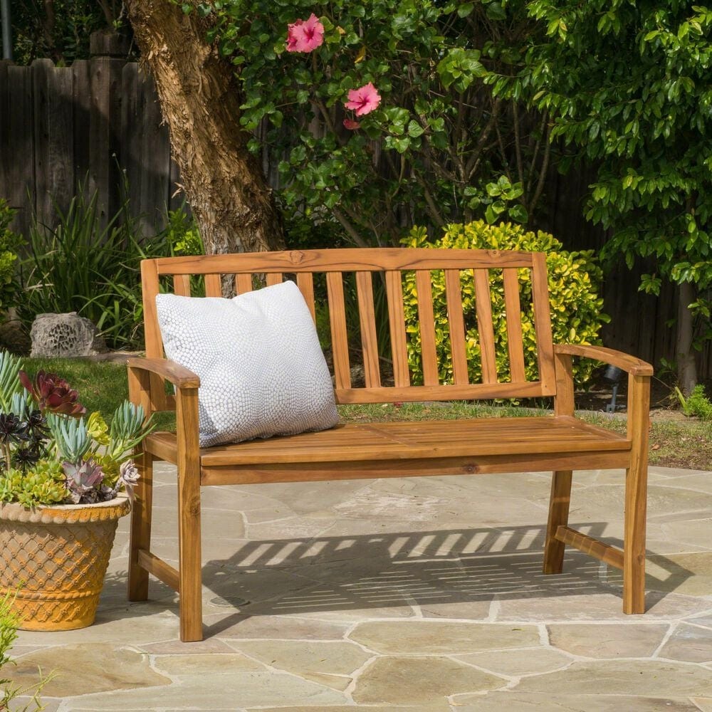 Hearth and Haven Loja Patio Bench in Teak, , large