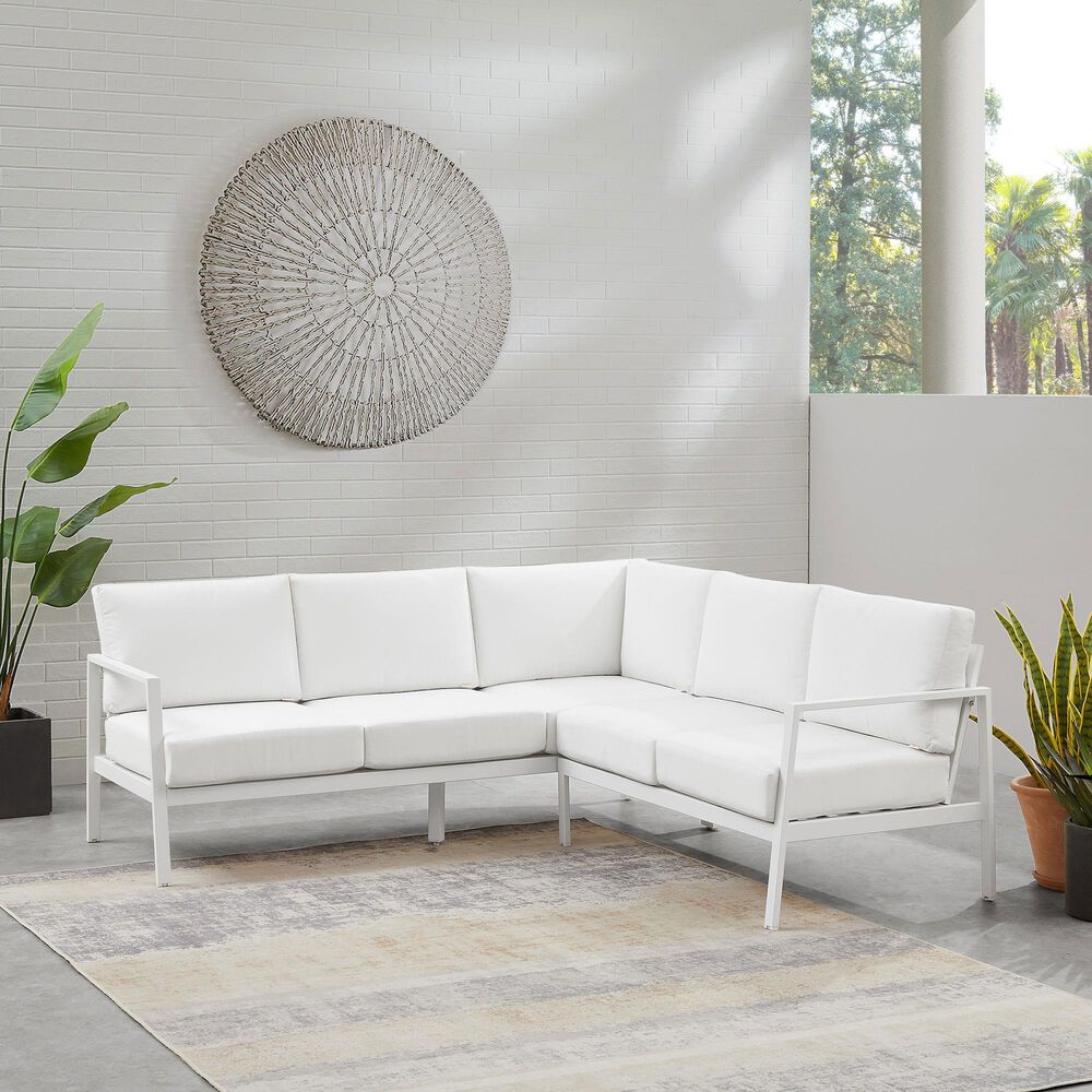 Linon Home Decor Holland 2-Piece Outdoor Sectional Sofa in White, , large