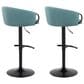 LumiSource Claire Swivel Adjustable Barstool with Light Blue Velvet Upholstery in Black (Set of 2), , large