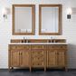 James Martin Vanities Brittany 72" Double Bathroom Vanity in Saddle Brown with 3 cm Eternal Jasmine Pearl Quartz Top and Rectangular Sink, , large
