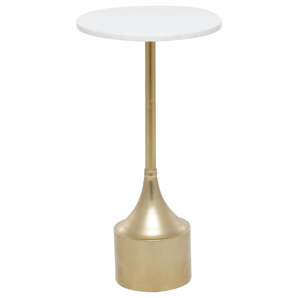 Maple and Jade Pedestal End Table in White and Gold, , large