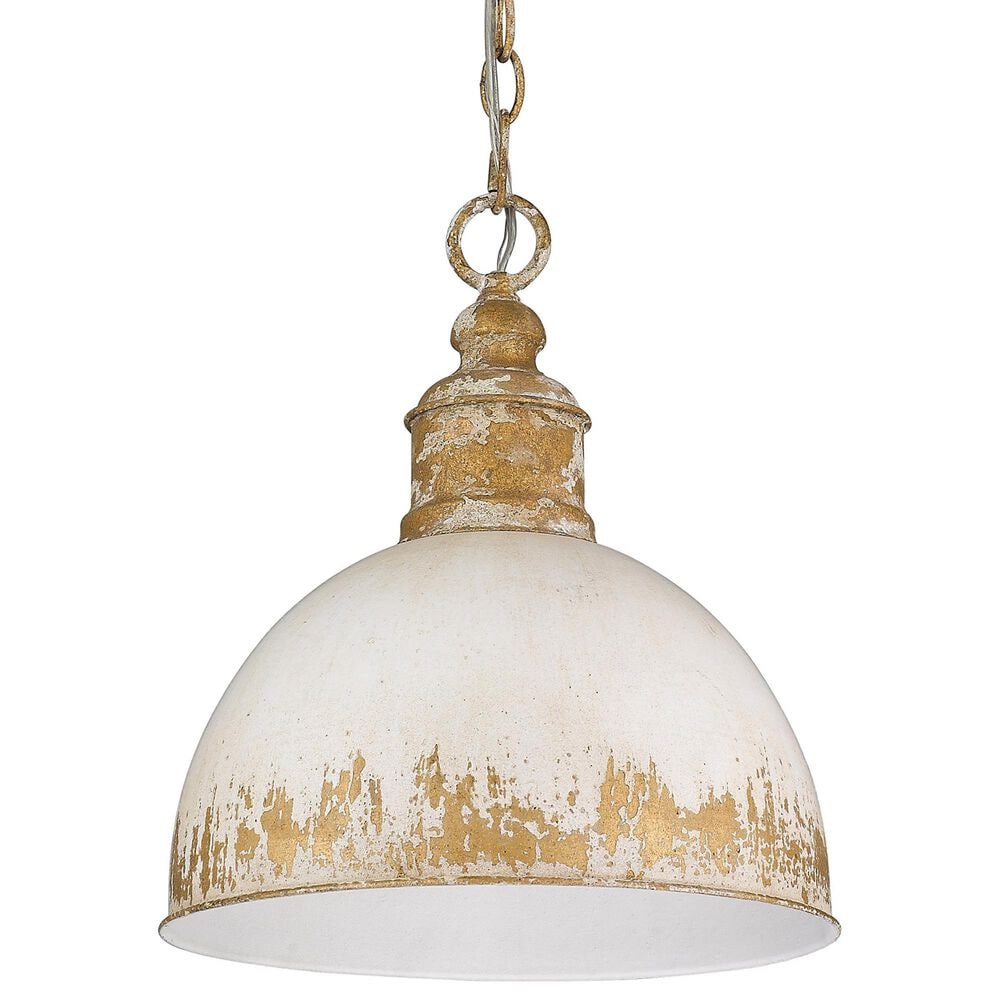 Golden Lighting Alison 1-Light Medium Pendant with Antique Ivory Shade in Vintage Gold, , large