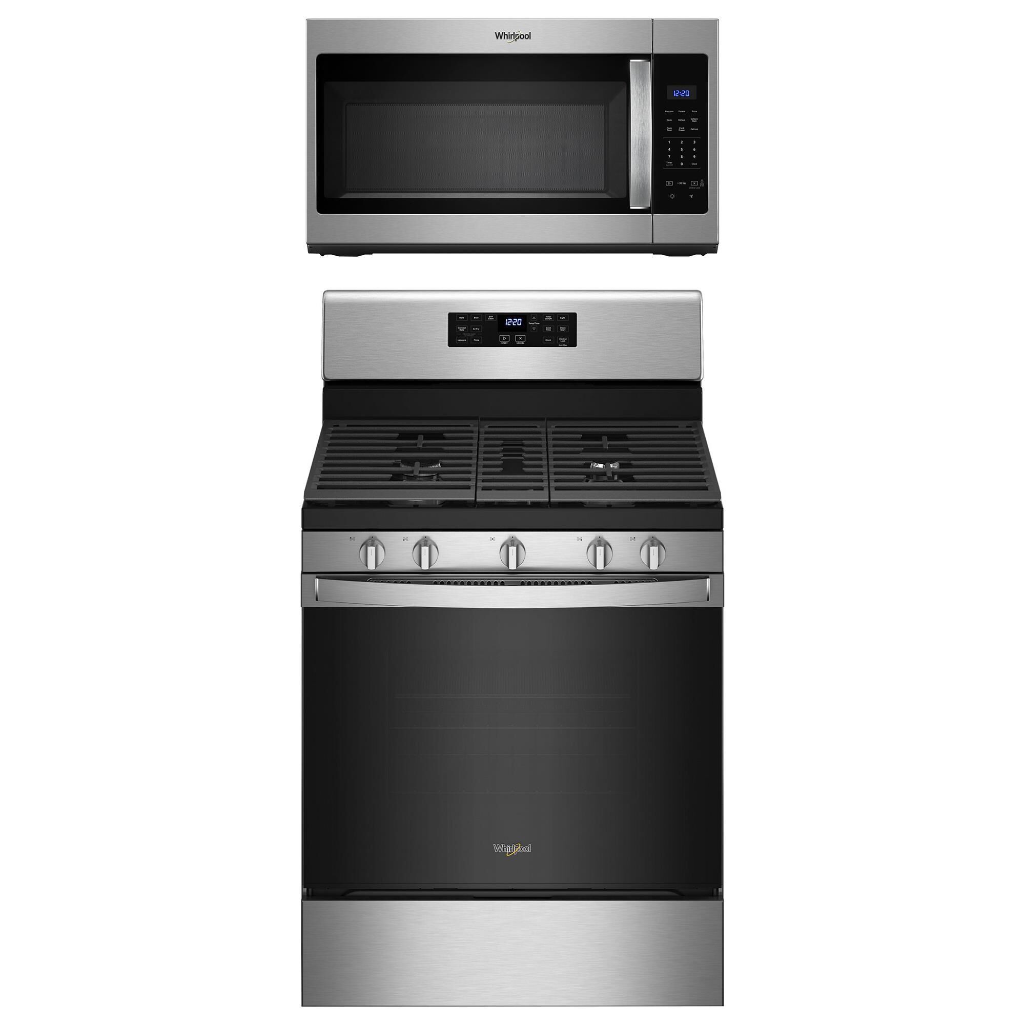 Whirlpool 2 Piece Kitchen Package with 5 Cu. Ft. Air Fry Gas Range