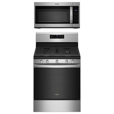 Whirlpool 2-Piece Kitchen Package with 5 Cu. Ft. Air Fry Gas Range and Microwave in Stainless Steel, , large