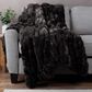 Timberlake 60" x 80" Ruched Faux Fur Throw Blanket in Black, , large