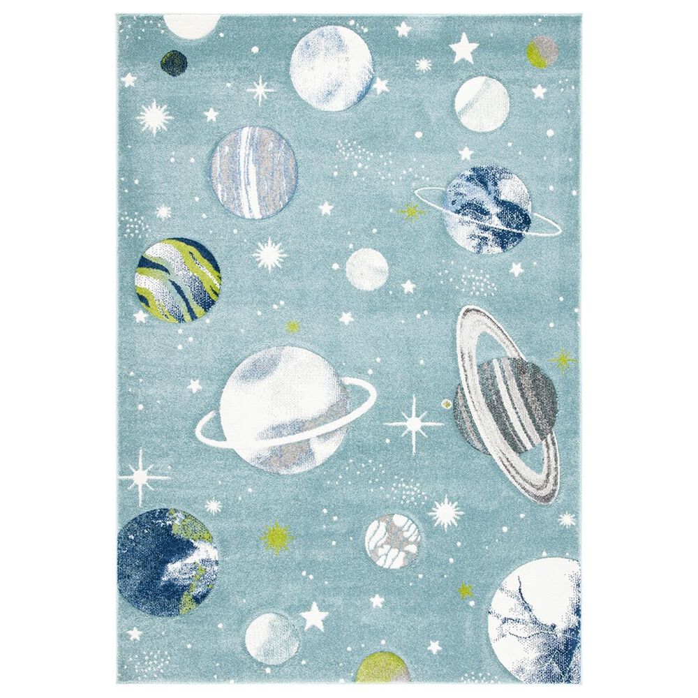 Safavieh Carousel 8" x 10" Teal and Ivory Kids Area Rug, , large