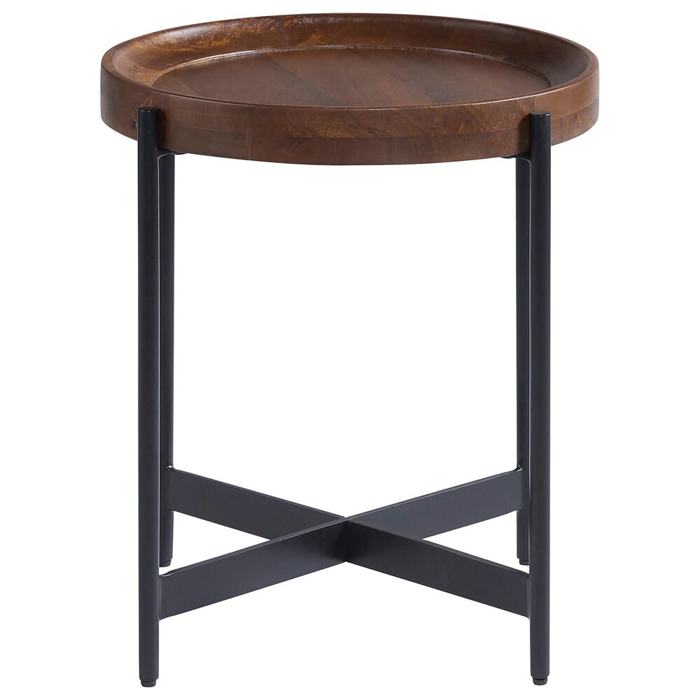 Bolton Furniture Brookline 20" End Table in Medium Chestnut and Black, , large