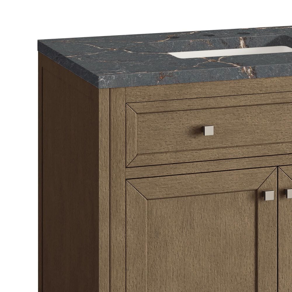 James Martin Vanities Chicago 36&quot; Single Bathroom Vanity in Whitewashed Walnut with 3 cm Parisien Bleu Quartz Top and Rectangular Sink, , large