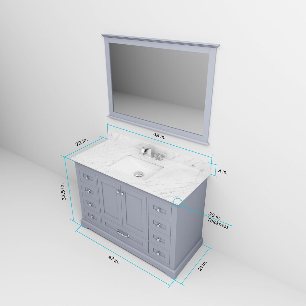 Lexora Home Dukes 48" Single Bathroom Vanity in Dark Grey with 2 cm White Quartz Top and Rectangular Sink, , large
