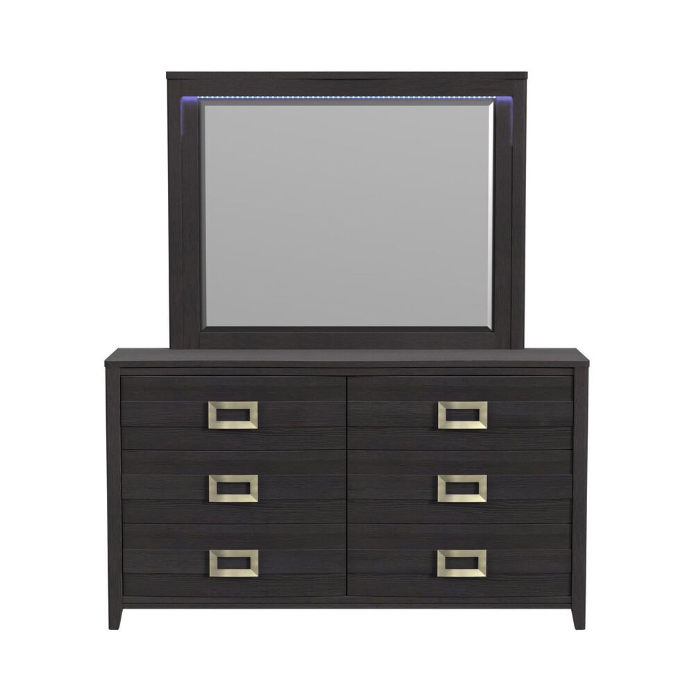 Mayberry Hill Tobias Mirror with LED in Black, , large