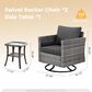 HOMLUX 3-Piece Patio Conversation Set with Square-Arm Swivel Rocking Chairs in Black, , large