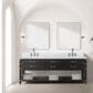 Lexora Home Norwalk 84" Double Bathroom Vanity in Black Oak with White Cultured Marble Top  and Rectangle Sink, , large