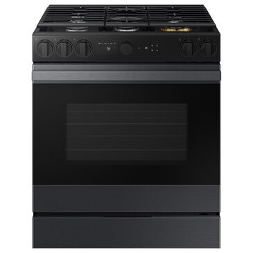 Samsung Bespoke Bespoke 6.0 Cu. Ft. Smart Slide-In Gas Range with Non-stick Griddle and 18K BTU Brass Burner in Matte Black Steel, , large