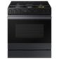 Samsung Bespoke Bespoke 6.0 Cu. Ft. Smart Slide-In Gas Range with Non-stick Griddle and 18K BTU Brass Burner in Matte Black Steel, , large