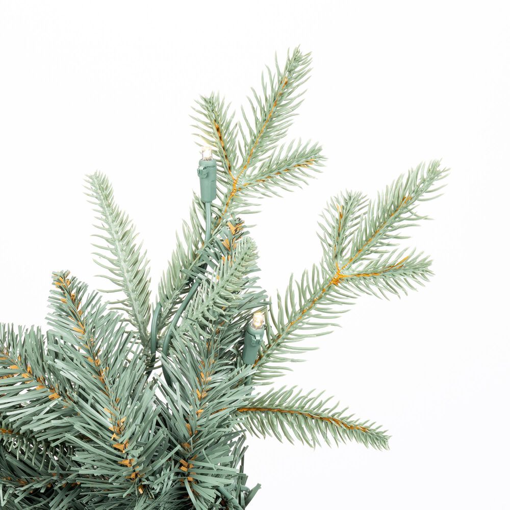 The Gerson Company 5&#39; Spruce Pre-Lit Artificial Christmas Tree in Green and Natural Blue, , large
