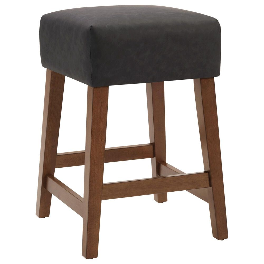 Valor Living Roscoe 26" Backless Counter Stool with Black Upholstery in Cherry, , large