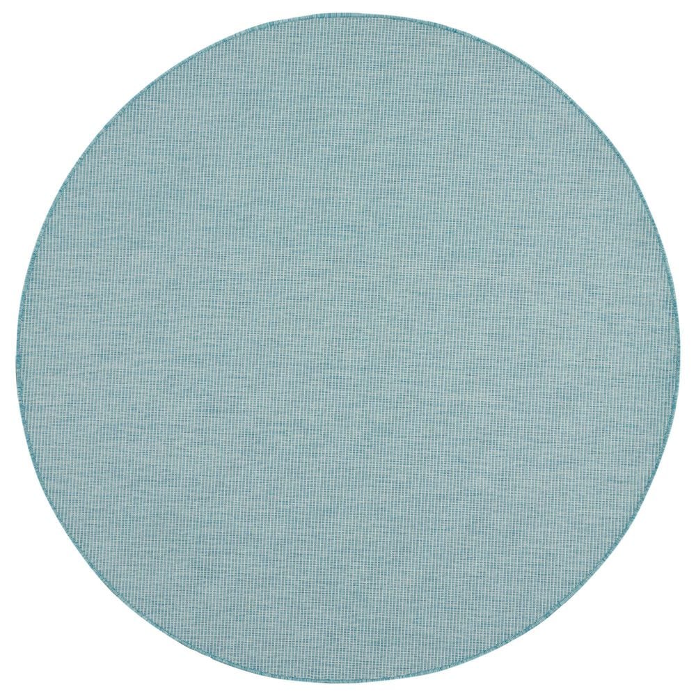 Nourison Positano 6" Round Aqua Indoor/Outdoor Area Rug, , large