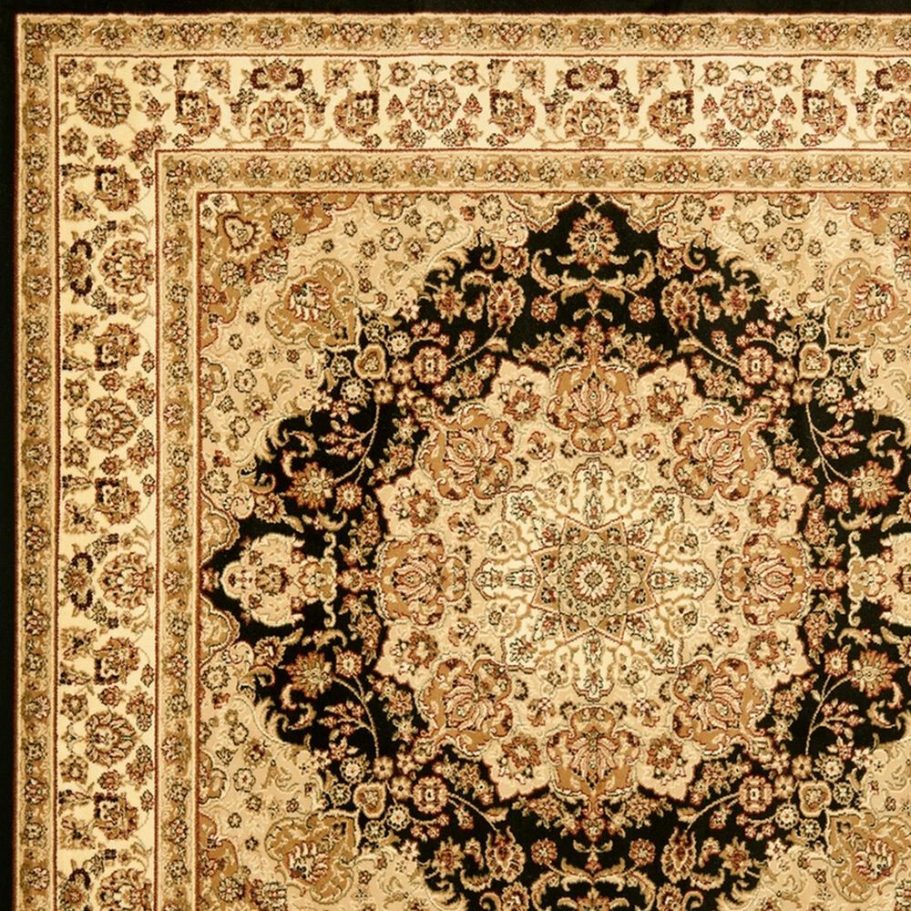 Safavieh Lyndhurst LNH222 8&#39; Square Black and Ivory Area Rug, , large