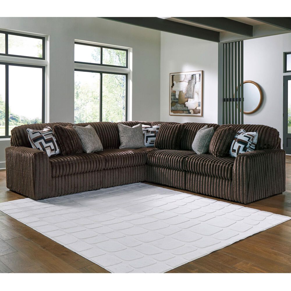 Ashley Midnight-Madness 5-Piece Symmetrical Sectional in Chocolate, , large