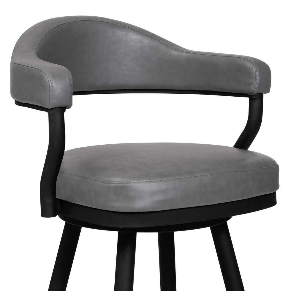 Blue River Amador 26&quot; Counter Stool with Vintage Gray Cushion in Black Powder Coated, , large