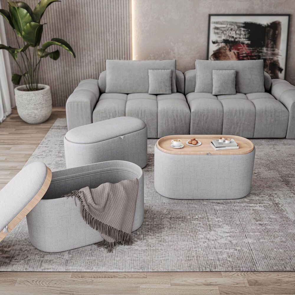 Rta Products Storage Ottoman with Reversible Tray Top in Natural, , large