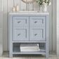 James Martin Vanities Breckenridge 30" Single Bathroom Vanity in Serenity Blue with 3 cm Eternal Jasmine Pearl Quartz Top and Rectangular Sink, , large