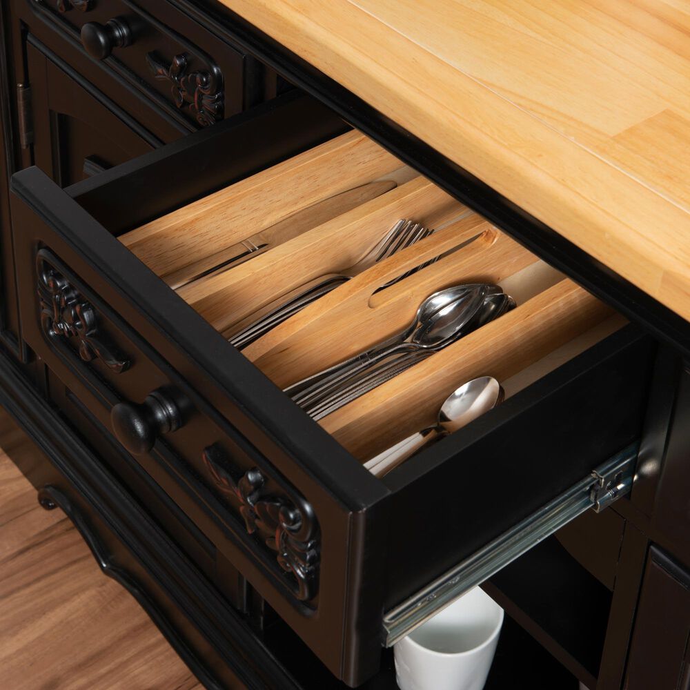 Linon Home Decor Pennfield Kitchen Island in Natural and Black Sand, , large
