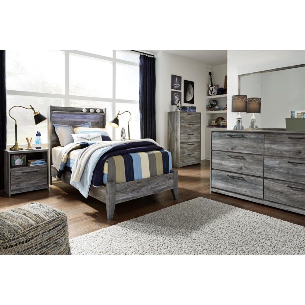 Signature Design by Ashley Baystorm Twin LED Panel Bed in Smoke Gray NFM