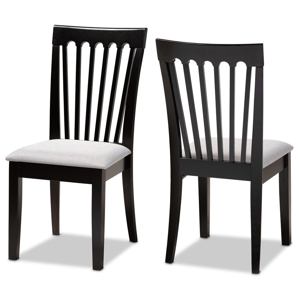 Baxton Studio Dining Chair in Grey and Espresso Brown (Set of 2