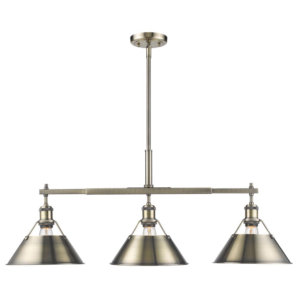 Golden Lighting Orwell 3-Light Linear Pendant in Aged Brass, , large