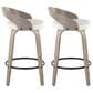 LumiSource Grotto 26" Swivel Counter Stool with White Faux Leather Upholstery in Light Grey and Black (Set of 2), , large