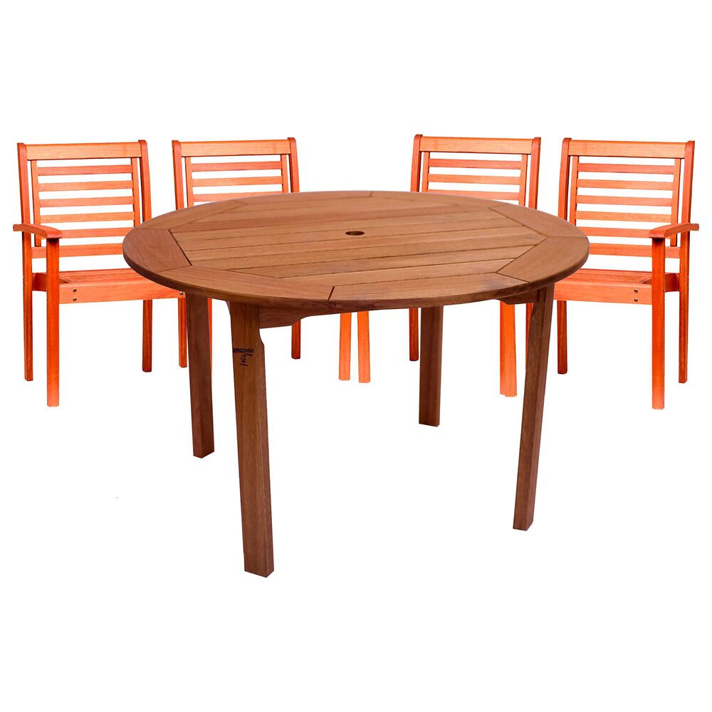 International Home Miami Milano Eucalyptus Round 5-Piece Patio Dining Set, , large