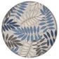 Nourison Aloha Floral 7"10" Round Grey and Blue Indoor/Outdoor Area Rug, , large