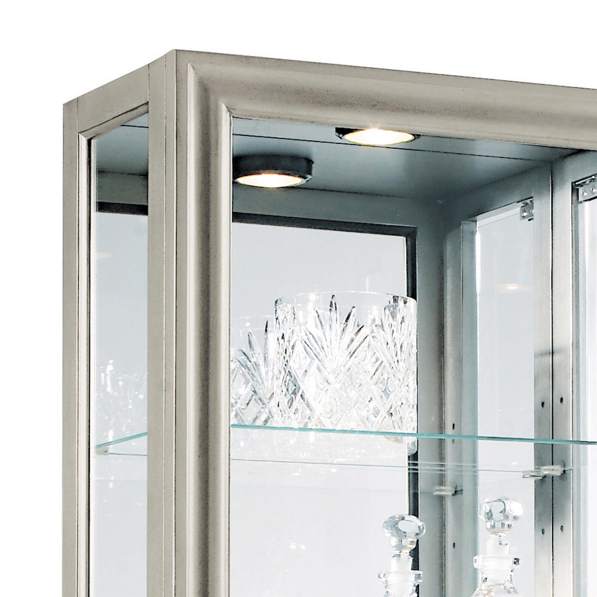 Chapel Hill 5 Shelf Curio Cabinet in Platinum Silver NFM