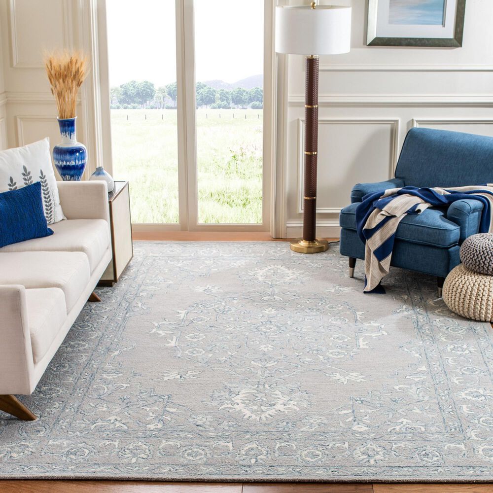 Safavieh Micro-Loop MLP504F 10&#39; x 14&#39; Light Grey and Ivory Area Rug, , large