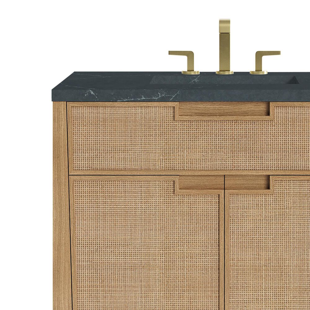 James Martin Vanities Solene 36&quot; Single Bathroom Vanity in Seaside Oak with 3 cm Charcoal Soapstone Quartz Top and Rectangular Sink, , large