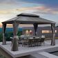 HOMLUX 14-ft x 10-ft Permanent Hardtop Gazebo Gray Gazebo with Hardtop Roof (Screen Included), , large