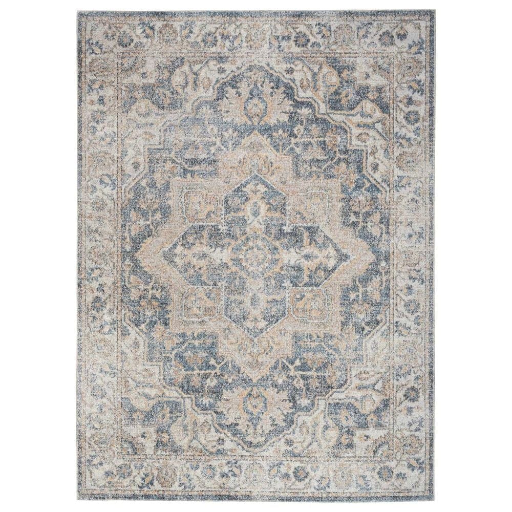 Nourison Astra Machine Washable 2"2" x 4" Grey and Blue Area Rug, , large