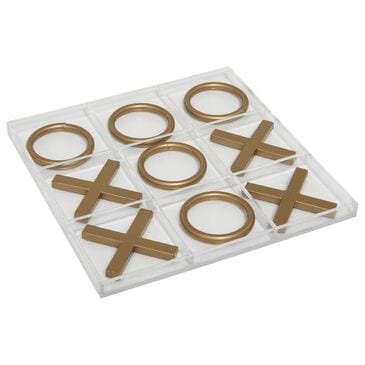 Maple and Jade 10-Piece Tic Tac Toe Home Decor Game Set in Polished Clear and Gold, , large