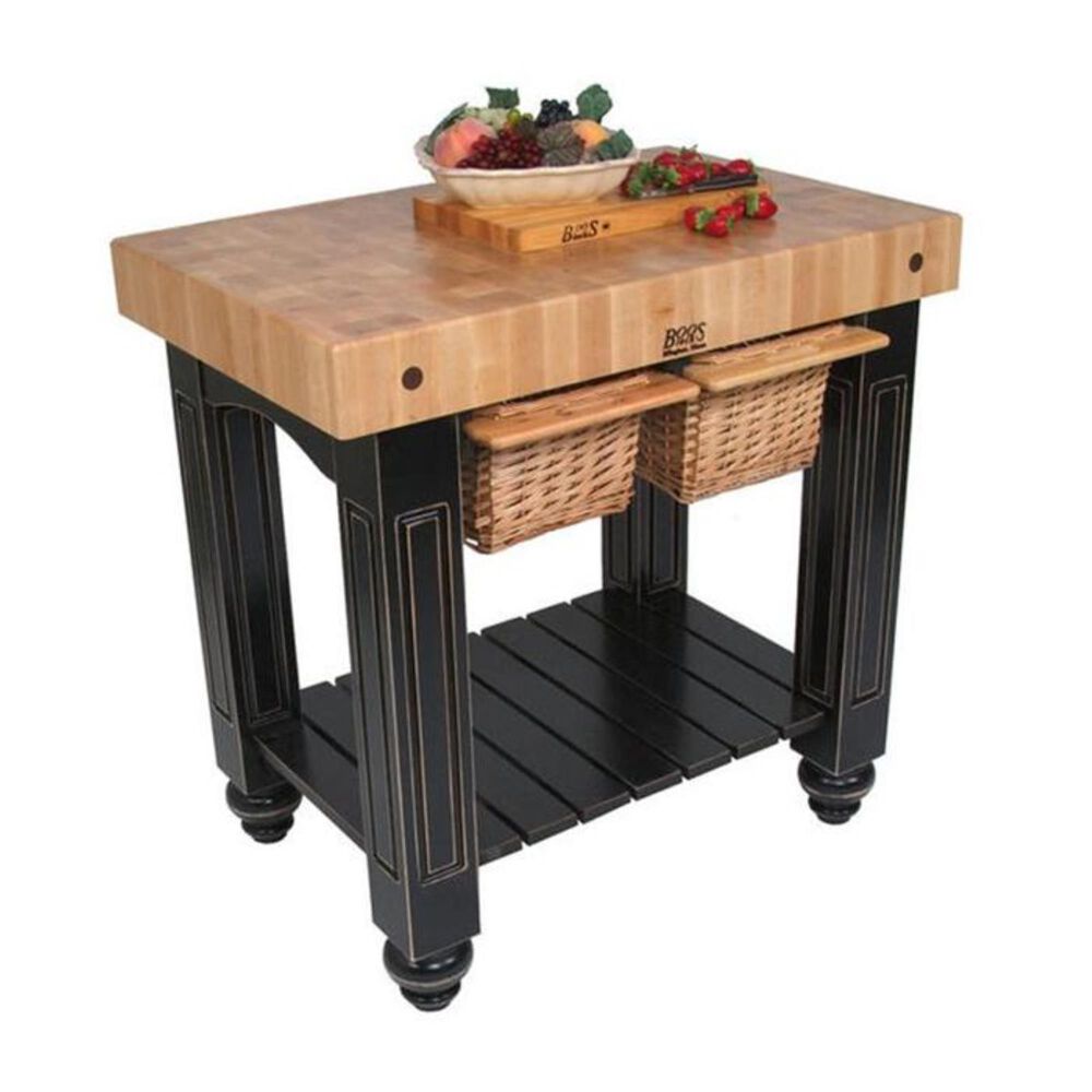 John Boos and Co 36" x 24" Black Gathering Block II Butcher Block Table, , large