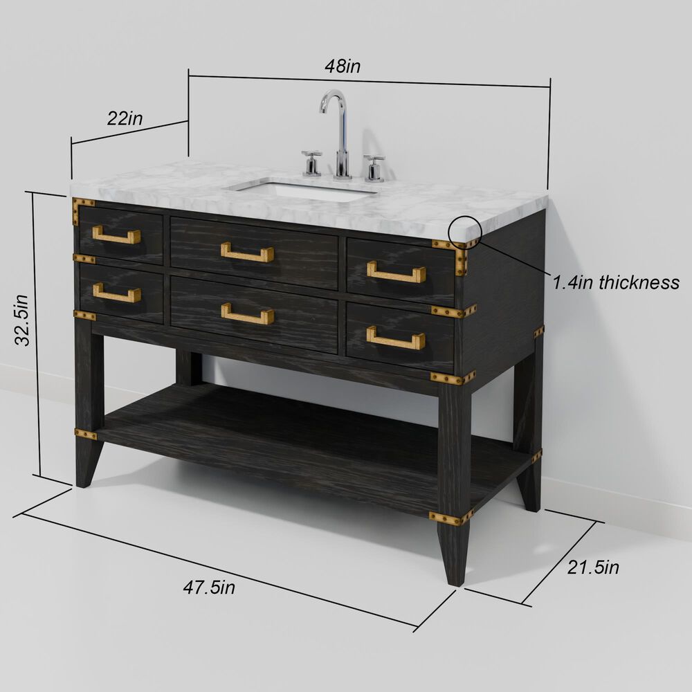 Lexora Home Norwalk 48" Single Bathroom Vanity in Brown Oak with White Carrara Marble Top  and Rectangle Sink, , large