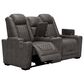 Signature Design by Ashley HyllMont Power Recliner Console Loveseat with Power Headrest in Gray, , large