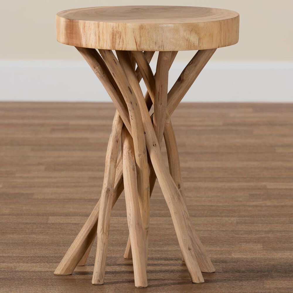 Baxton Studio Liberte End Table in Natural Teak, , large