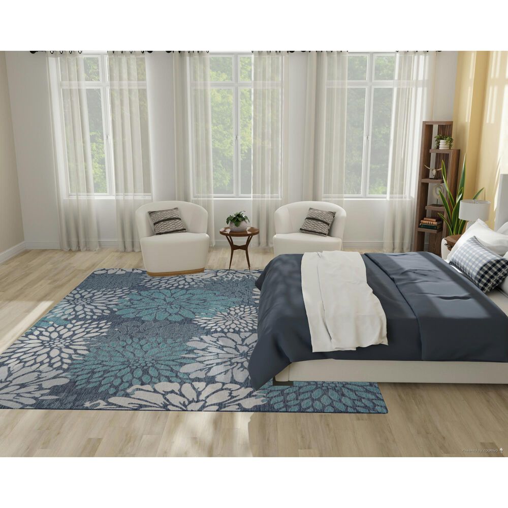 Nourison Garden Oasis GOA06 Navy 9&#39; x 12&#39; Indoor/Outdoor Area Rug, , large