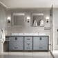 Lexora Home Ziva 84" Double Bathroom Vanity in Dark Grey with 2 cm White Quartz Top and Rectangular Sinks, , large