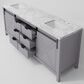 Lexora Home Marsyas 84" Double Bathroom Vanity in Dark Grey with White Carrara Marble Top and Rectangular Sinks, , large