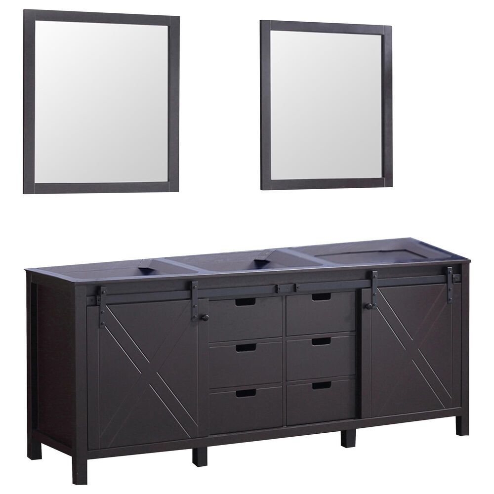 Lexora Home Marsyas 80" Double Bathroom Vanity and Mirrors in Brown, , large