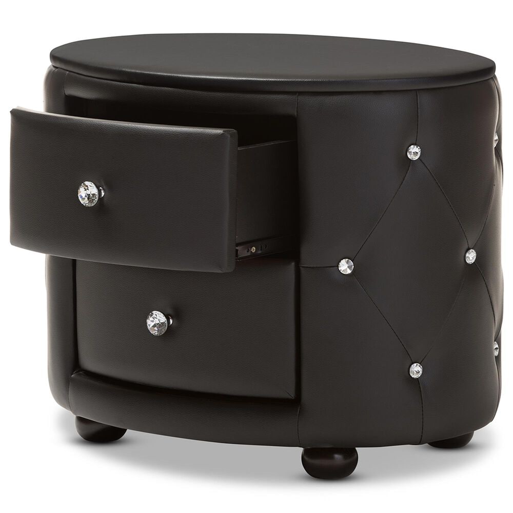 Baxton Studio Davina 2-Drawer Nightstand in Black, , large
