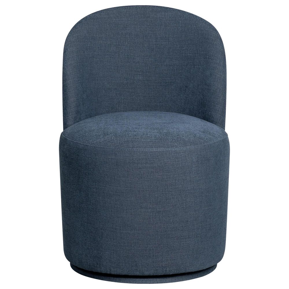 Hawthorne Furniture Upholstered Curved Back Swivel Side Chair in Denim Blue, , large